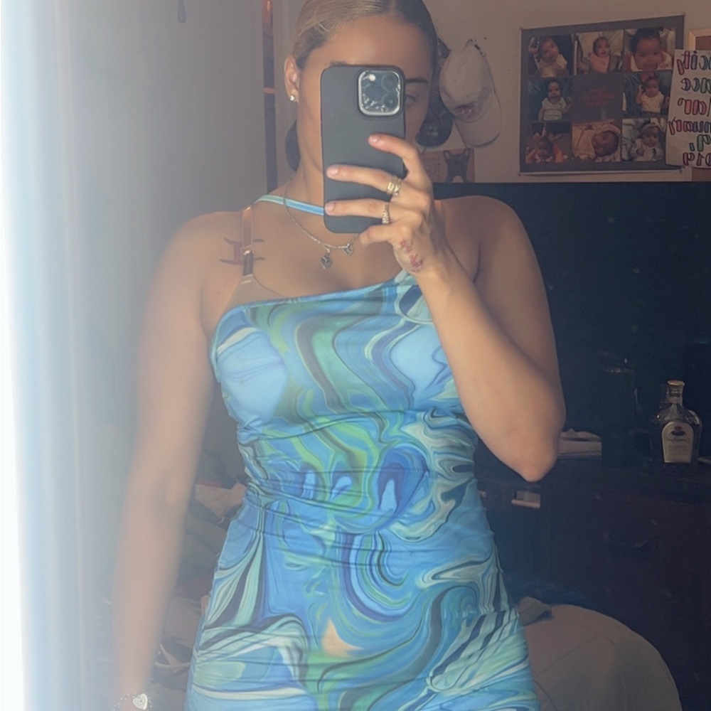 Blue and Green Swirl Dress